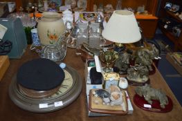 Table Lot of Elephants, Lamps & Clock