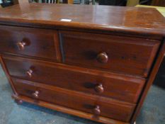 Small Stained Pine 2 over 2 Chest of Drawers