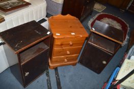 Pair of Darkwood Bedside Cabinets and a Pine Chest
