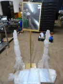 *Three Gold Coloured Menu Display Stands