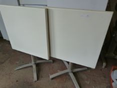 *Two Square Tilt Top Tables on Chrome Pedestal Bas