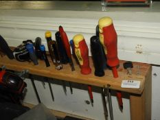 *Wall Mounted Pine Shelf Containing Handtools Incl