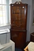 Mahogany Glazed Front Corner Cabinet