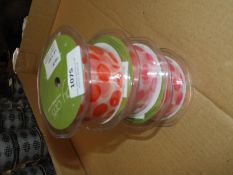 Three Rolls of May Arts Pink & Red Spot Ribbon