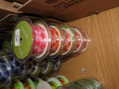 Five Rolls of May Arts Pink & Red Spot Ribbon