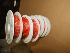 Five Rolls of Red Chicken & Egg Decorative Ribbon