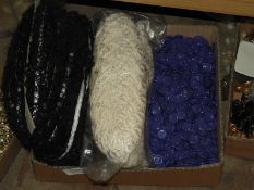 Box Containing Two Rolls of Braid, and Purple Butt