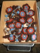 Box Containing 20 Wool and Bead Decorative Brooche