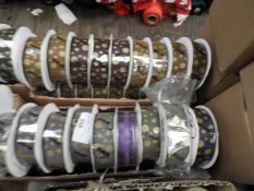 Thirty Six Mixed Rolls of Wire Ribbon