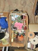 Box of Assorted Festive Decorations, Braids, etc.