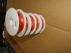 Five Rolls of Red Chicken & Egg Decorative Ribbon