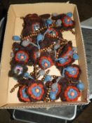 Box Containing 20 Wool and Bead Decorative Brooche