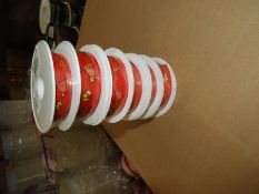 Five Rolls of Red Chicken & Egg Decorative Ribbon