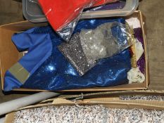 Box of Assorted Glitter Fabric, etc.
