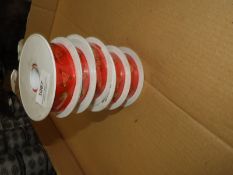 Five Rolls of Red Chicken & Egg Decorative Ribbon