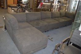 *6pc Grey Fabric Sectional Sofa