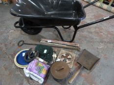 Metal Wheelbarrow and Contents