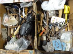 Two Boxes of Assorted Hand Tools and Fittings
