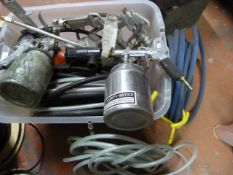 Box of Pneumatic Air Hose, Spray Guns, etc.