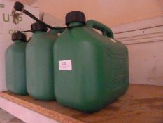 Three 5L Plastic Petrol Cans