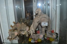 Collection of Six Tuskers Elephant Ornaments