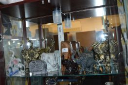 Nine Assorted Wood, Pottery and Other Elephants