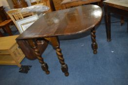 Oak Drop Leaf Barley Twist Dining Table