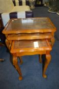 Glass Topped Walnut Effect Nest of Tables