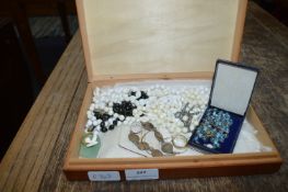 Small Painted Box Containing Assorted Costume Jewe