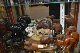 Eleven Assorted Elephants Including Lantern, Carve