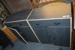 Two Modern Dark Oak Effect Cupboards