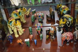 Fourteen Assorted Painted Elephants