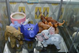 Five Assorted Elephants Including Piggy Bank, Plan