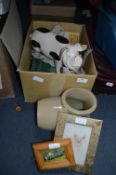 Box Containing Pottery Pig, Salt Cellar, etc.