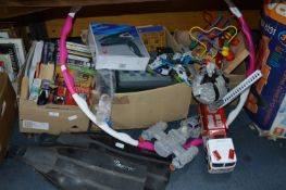 Three Large Boxes of Tonka Toys, Games, Books, Chi