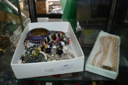 Small Collection of Costume Jewelry, Pearl Necklac