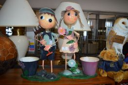 Two Wobble Head Garden Planters