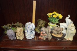 Collection of Ten Elephants Including One Small Pl