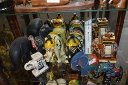 Nine Assorted Elephants (Some Brightly Painted)