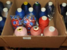 Box Containing Twelve Assorted Cones of Thread