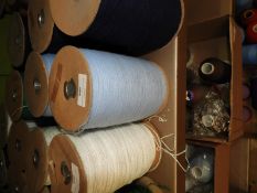 Two Rolls of Blue and One Roll of Green Knitting W