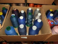 Box Containing Twelve Assorted Cones of Thread
