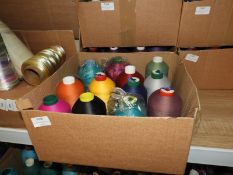 Box Containing Twelve Assorted Cones of Thread