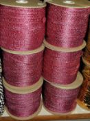 Six Rolls of Pink & Silver Braided Ribbon