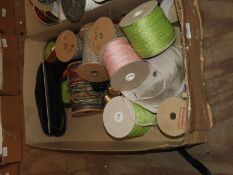 Box of Assorted Ribbons and Sequins