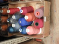 Box Containing Twelve Cones of Assorted Threads