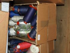Box Containing Twelve Assorted Cones of Thread