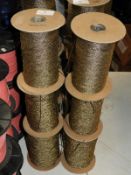 Six Rolls of Gold & Black Glitter Thread