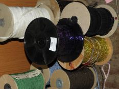 Six Rolls of Assorted Ribbon and Sequins