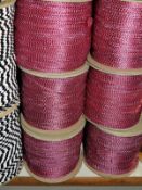 Six Rolls of Pink & Silver Braided Ribbon